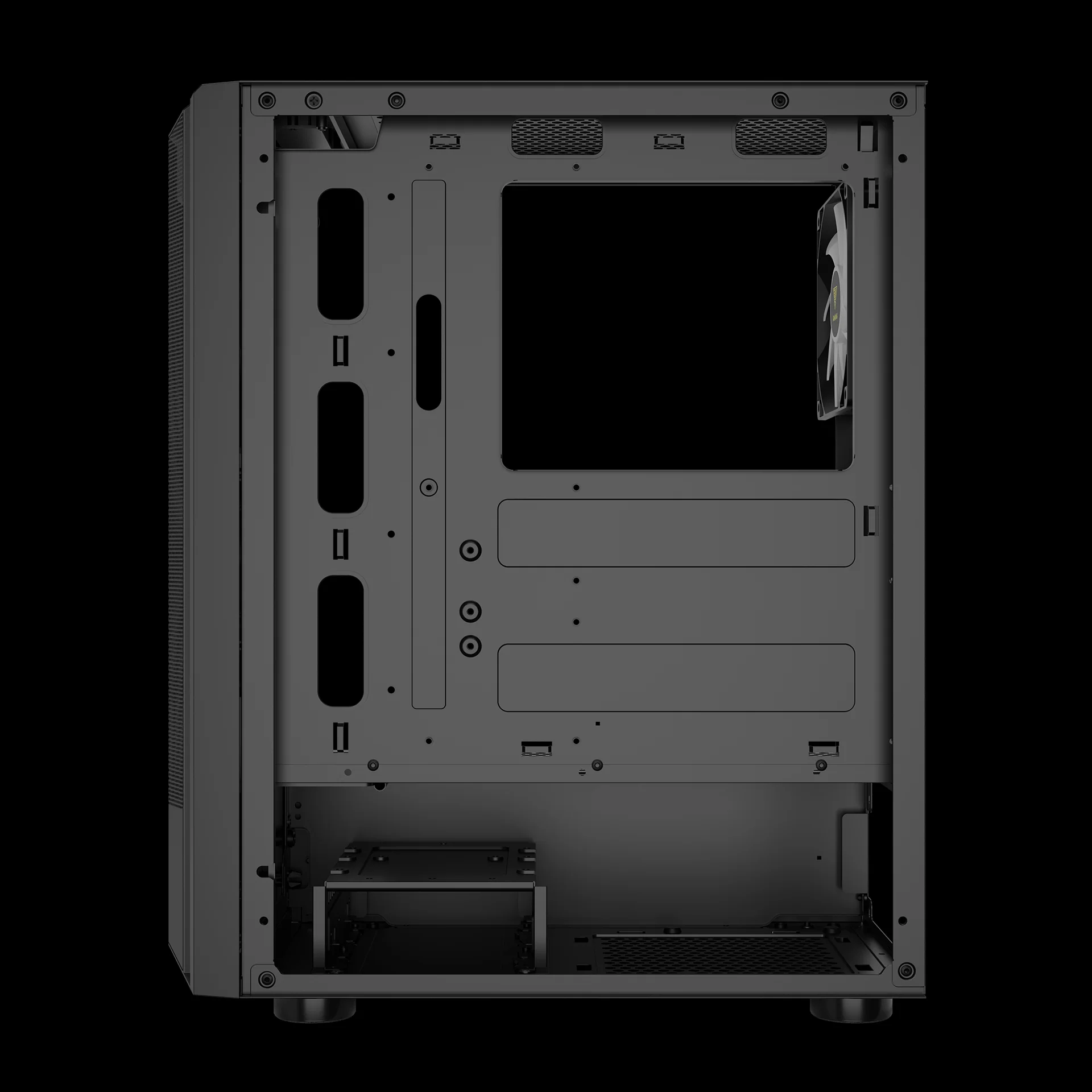 GAMDIAS AURA GC6 ARGB Black Mid Tower Cabinet with Mesh Design & RGB Fans - Image 8