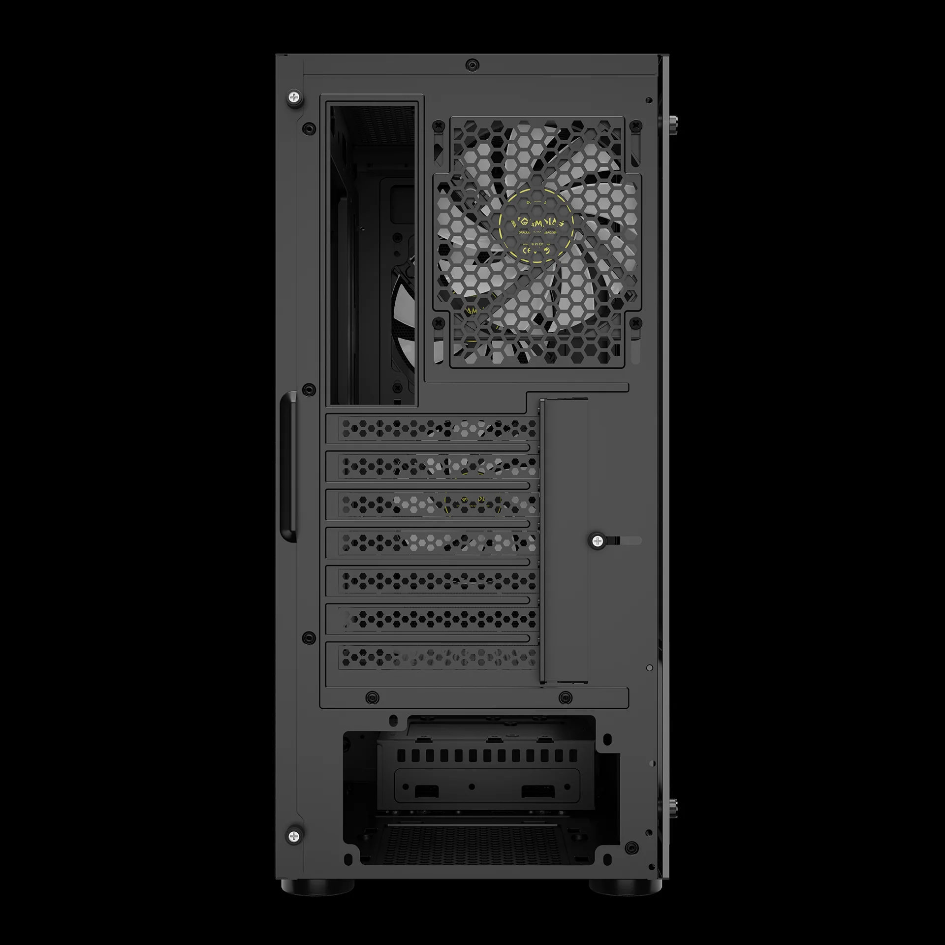 GAMDIAS AURA GC6 ARGB Black Mid Tower Cabinet with Mesh Design & RGB Fans - Image 9