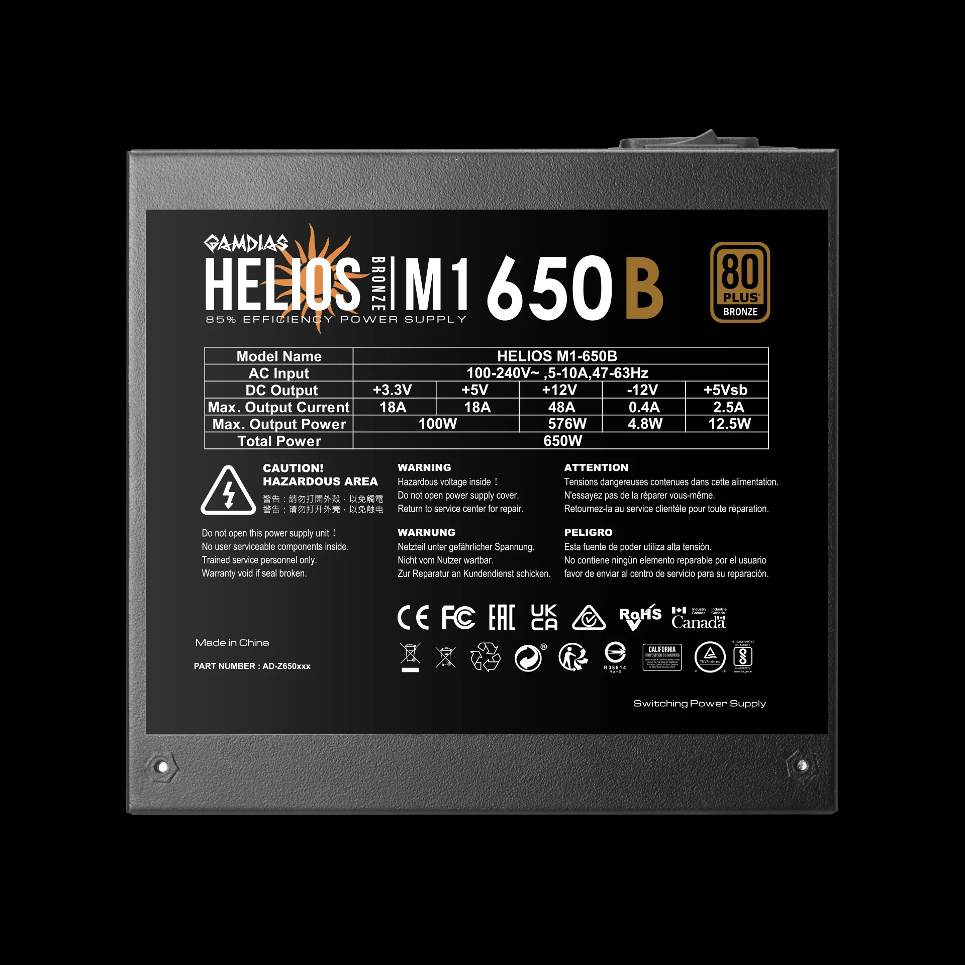 GAMDIAS HELIOS M1-650B Efficient 650W PSU for Gaming PCs - Image 7
