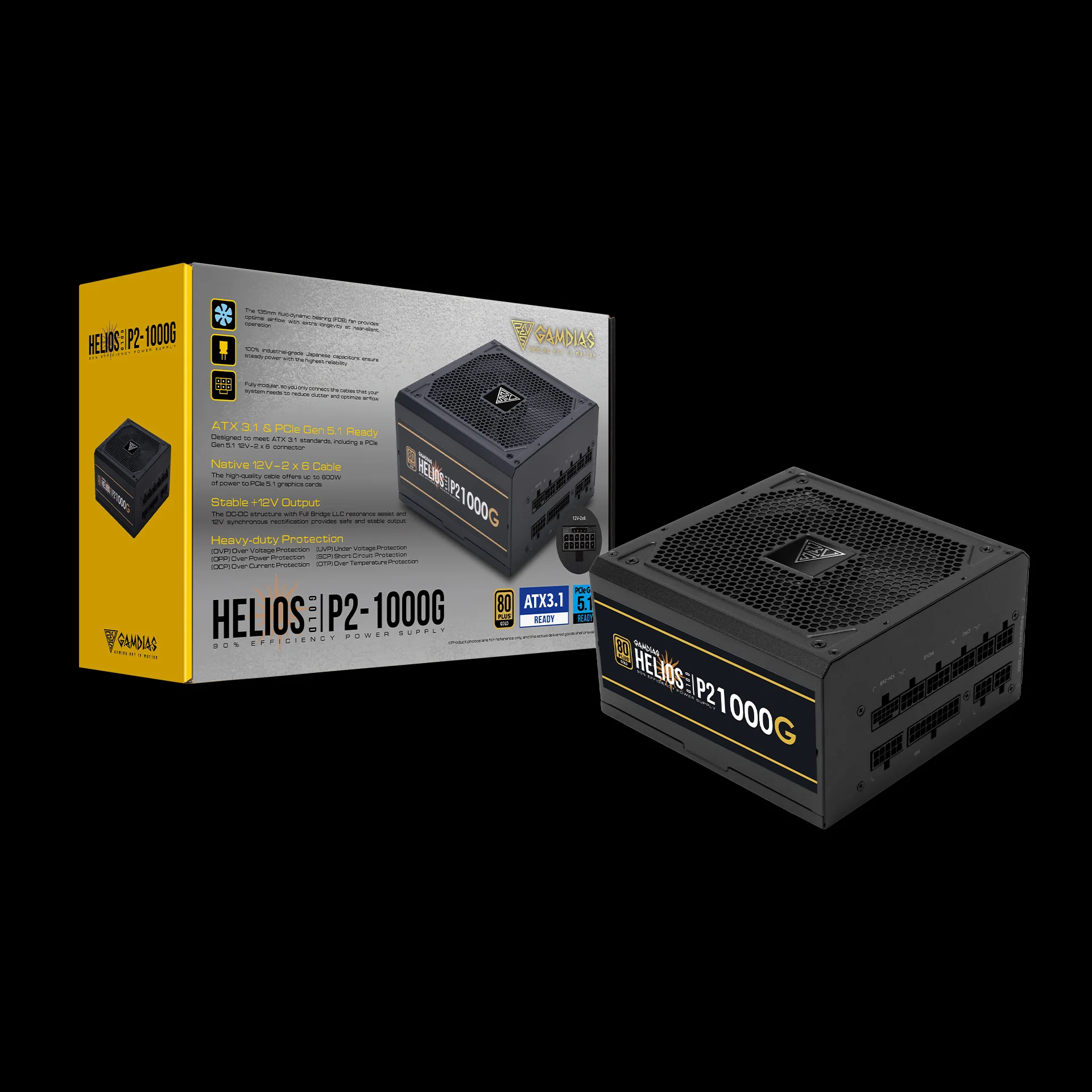 GAMDIAS HELIOS P2-1000G Reliable 1000W PSU for High Performance Gaming Builds - Image 10