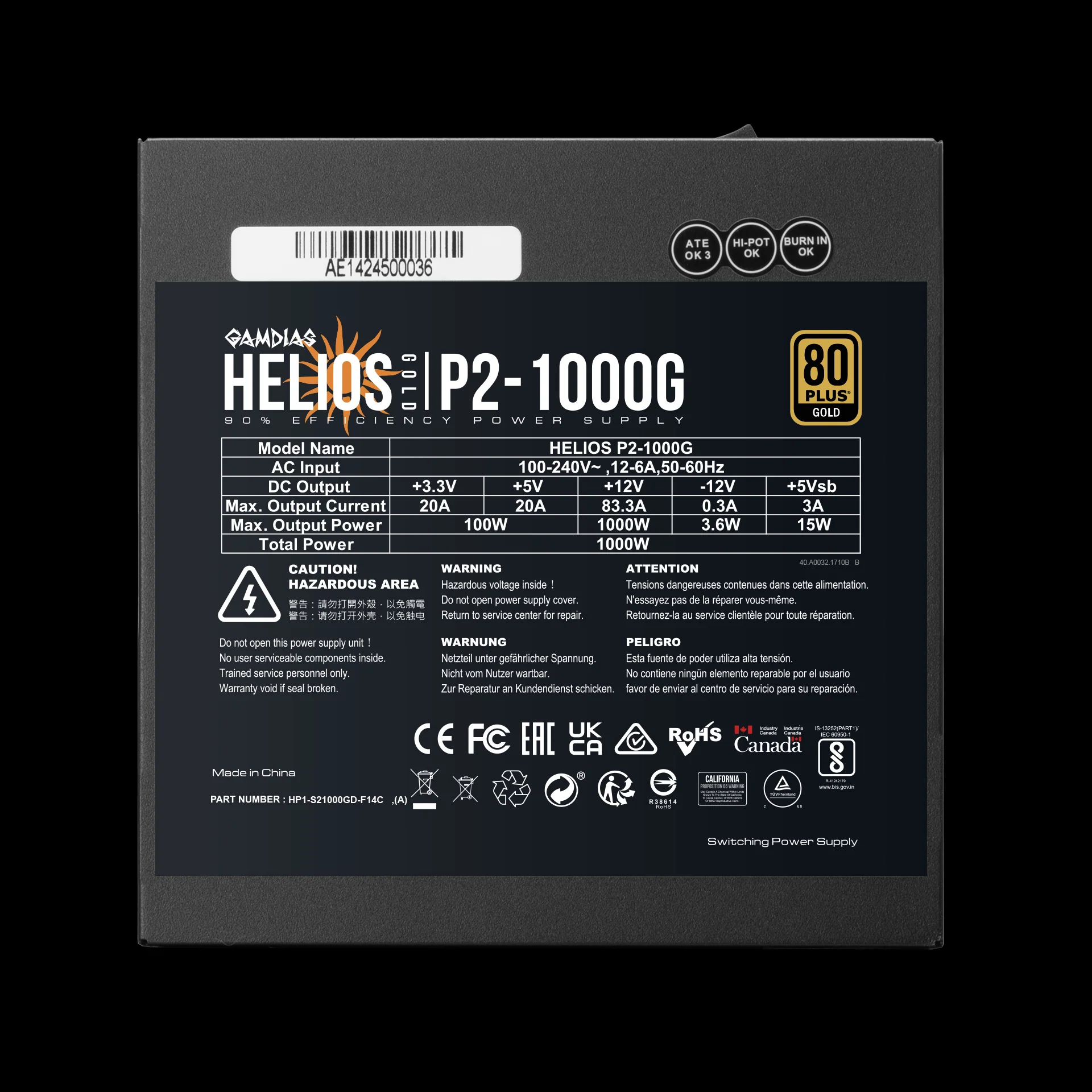 GAMDIAS HELIOS P2-1000G Reliable 1000W PSU for High Performance Gaming Builds - Image 8