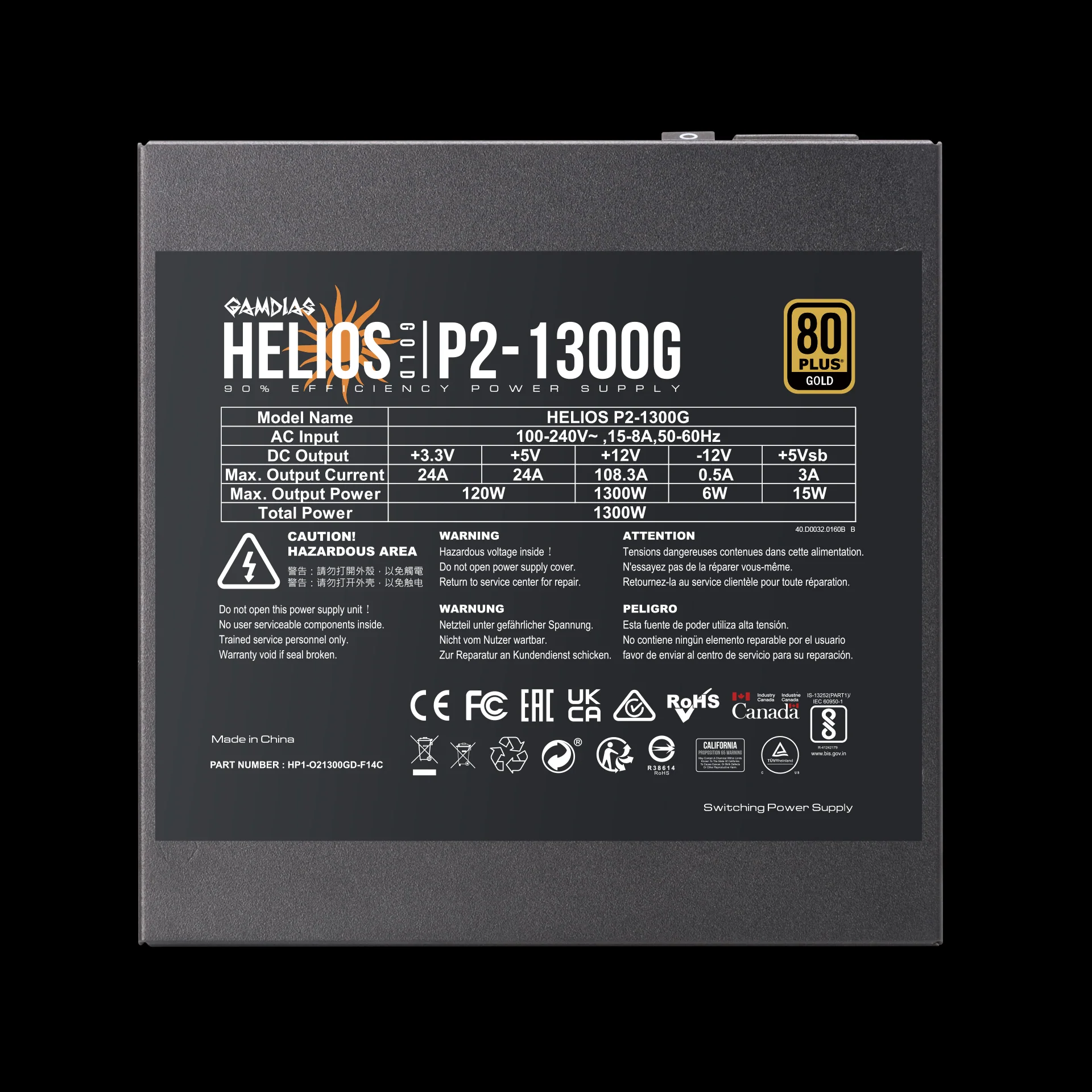 GAMDIAS HELIOS P2-1300G Reliable 1300W PSU for High Performance Gaming Builds - Image 3