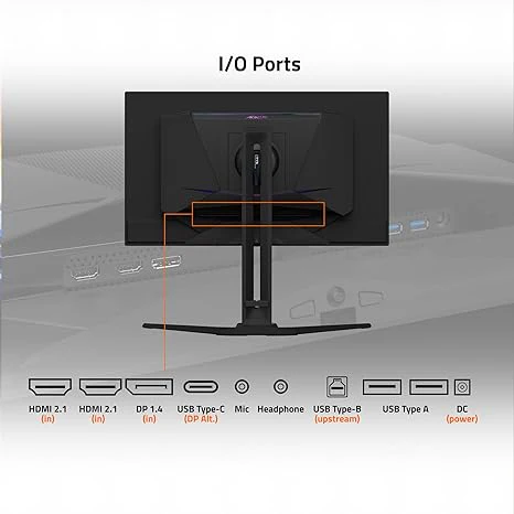 GIGABYTE - AORUS FO27Q3-27" QD OLED Gaming Monitor - QHD 2560x1440-360Hz - 0.03ms GTG - AMD FreeSync Premium Pro - Type C KVM - HDMI, DP, Type C - Height Adjustable - Black - Image 5