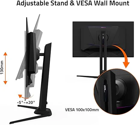 GIGABYTE - AORUS FO27Q3-27" QD OLED Gaming Monitor - QHD 2560x1440-360Hz - 0.03ms GTG - AMD FreeSync Premium Pro - Type C KVM - HDMI, DP, Type C - Height Adjustable - Black - Image 6