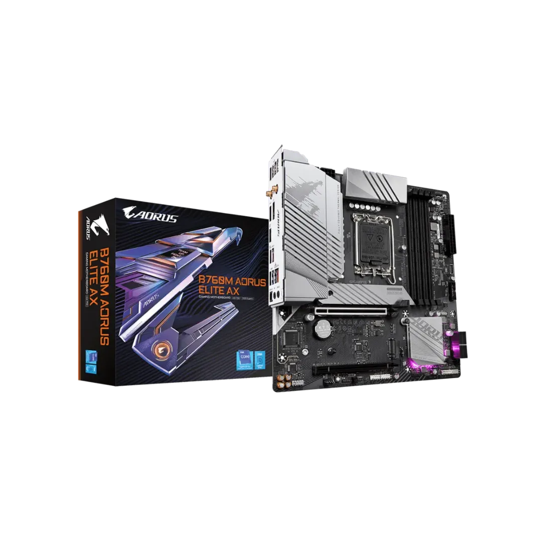 GIGABYTE B760M AORUS Elite AX Motherboard - DDR5, Wi-Fi 6E, PCIe 4.0