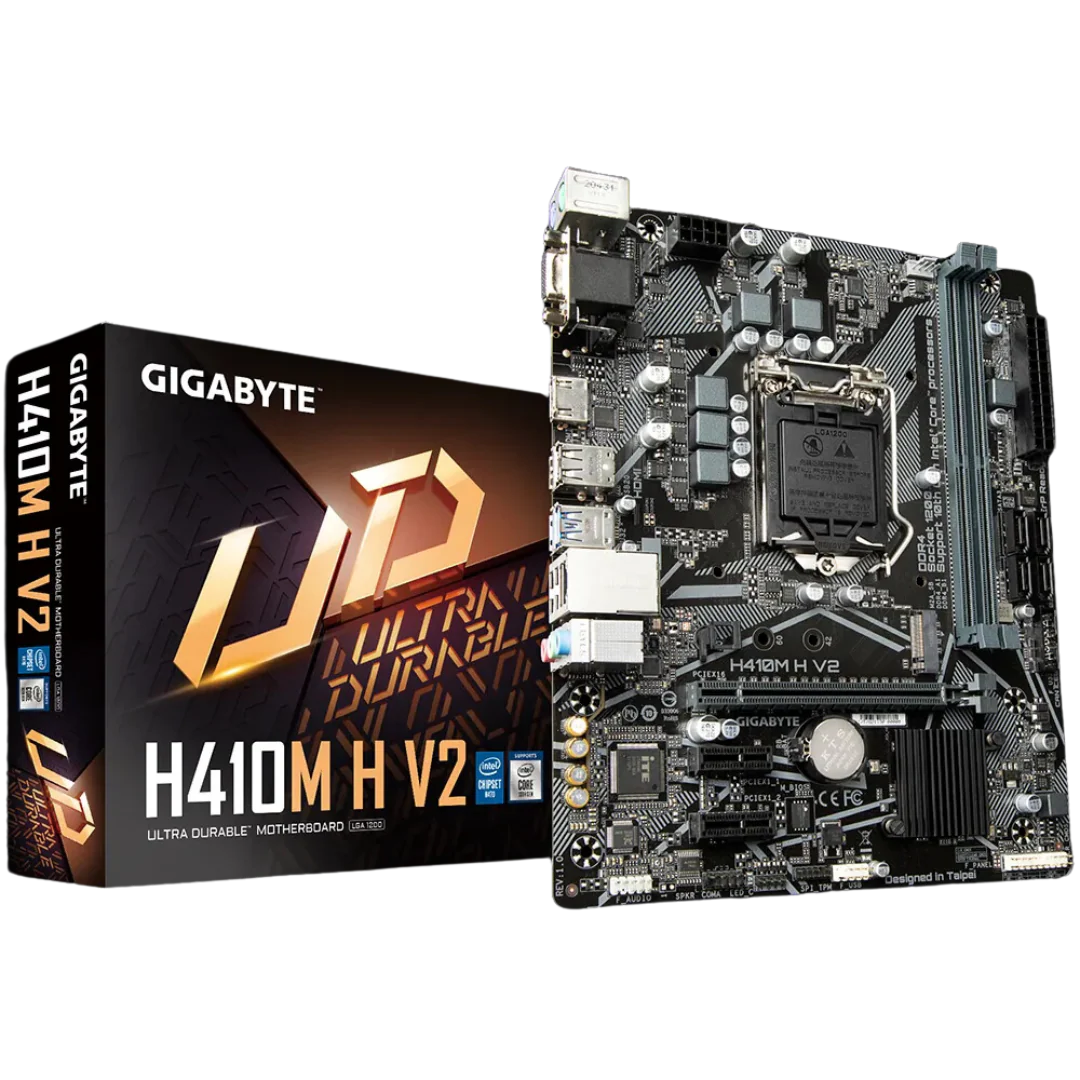 Gigabyte H410M H V2 Micro ATX Intel Motherboard - 10th Gen CPU Support, Intel HD Graphics, Realtek Audio, Intel GbE LAN, M.2 and SATA support