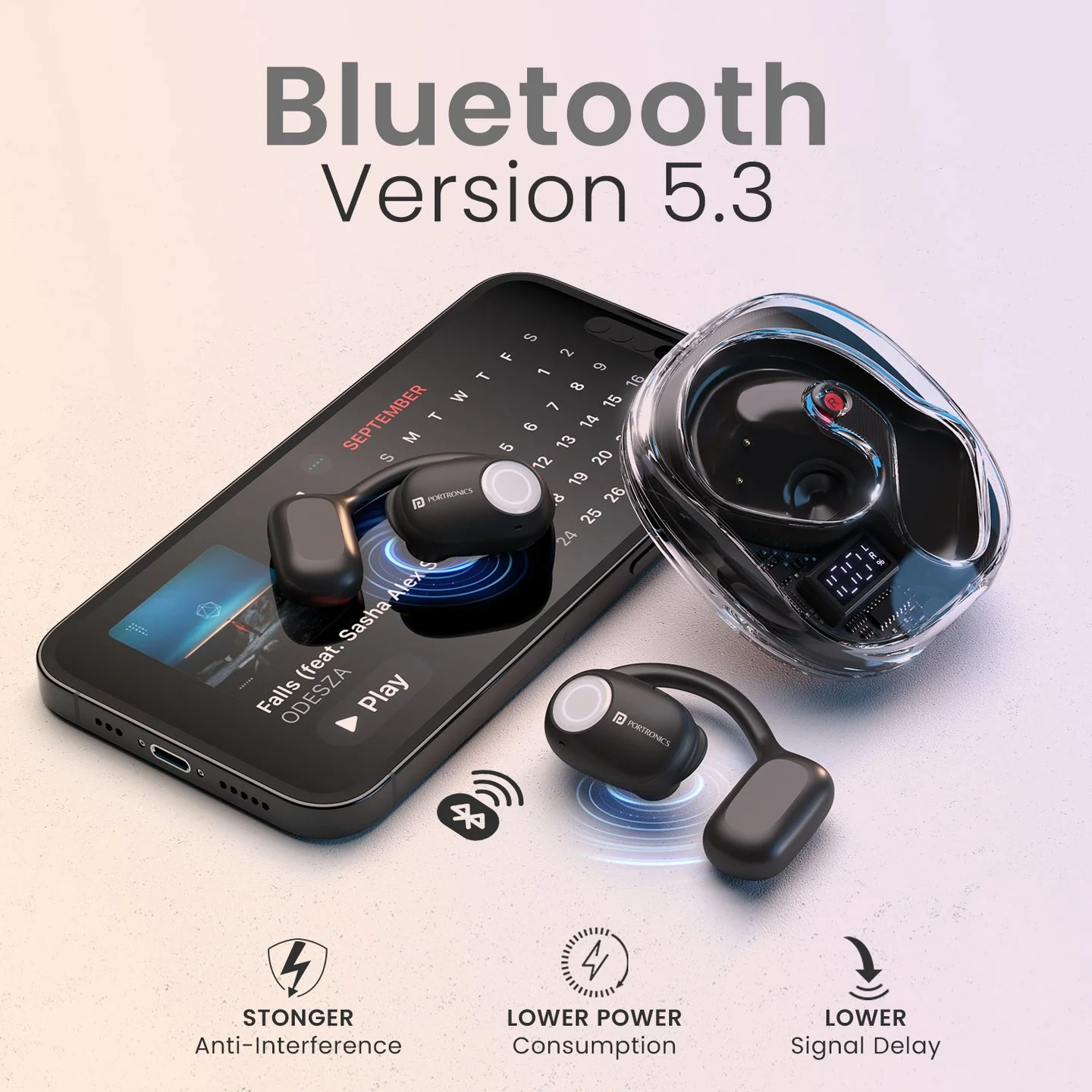 PORTRONICS Harmonics Twins 30 | 30 Hour Playtime | 16mm Dynamic Driver| Open Ear Comfort| LED Display - Image 30