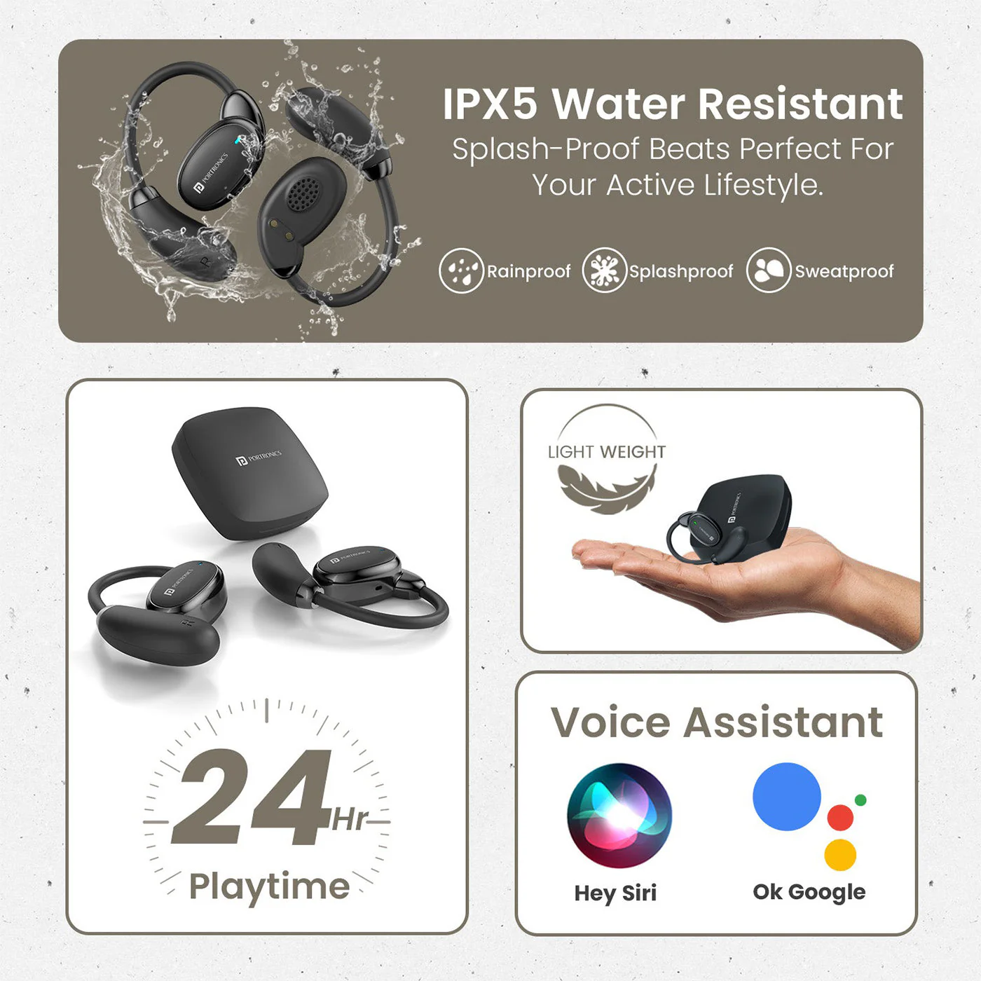 PORTRONICS Harmonics Twins 31 | Touch Control | Bluetooth 5.4V | Secure Ear Fit| Type C Fast Charging - Image 22
