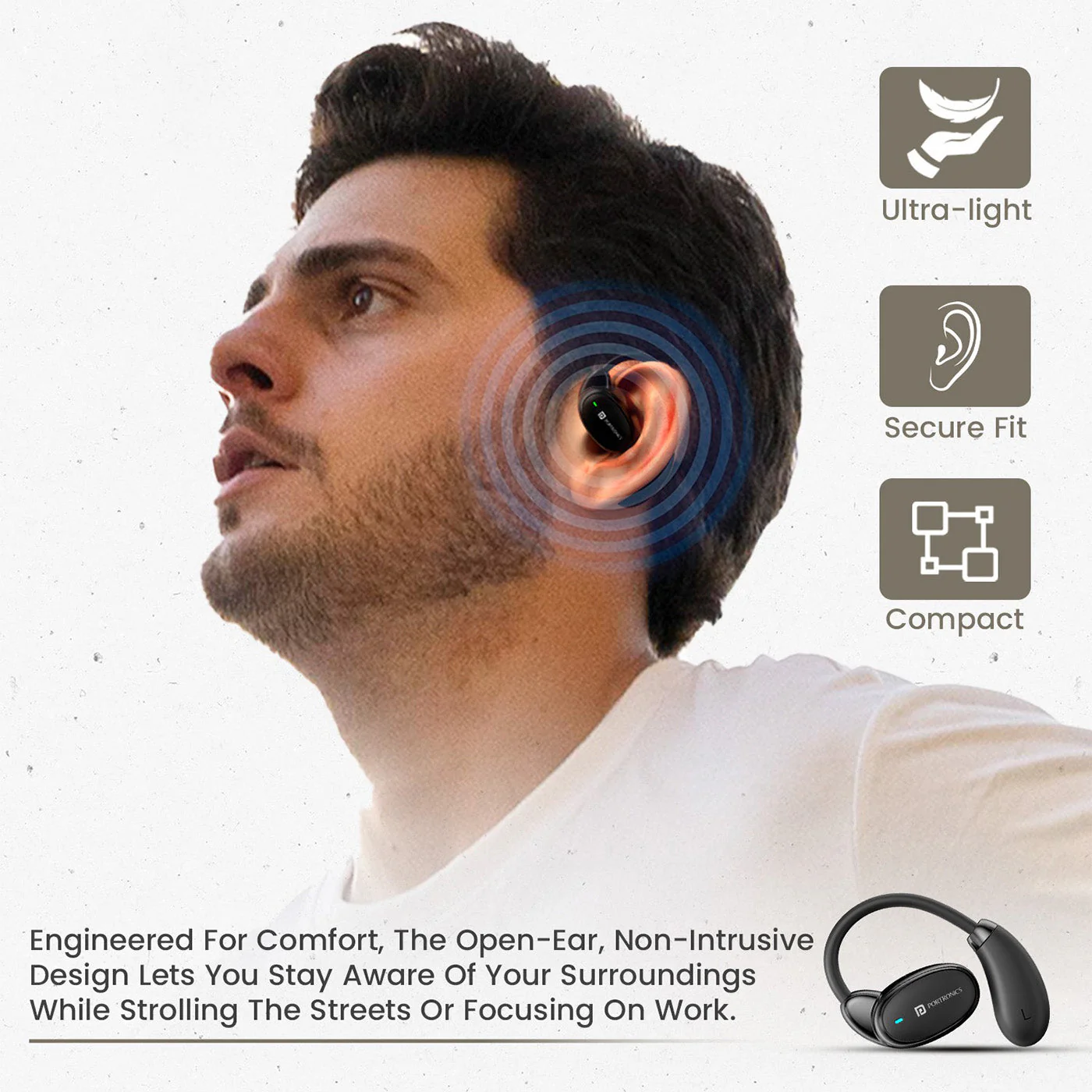 PORTRONICS Harmonics Twins 31 | Touch Control | Bluetooth 5.4V | Secure Ear Fit| Type C Fast Charging - Image 5
