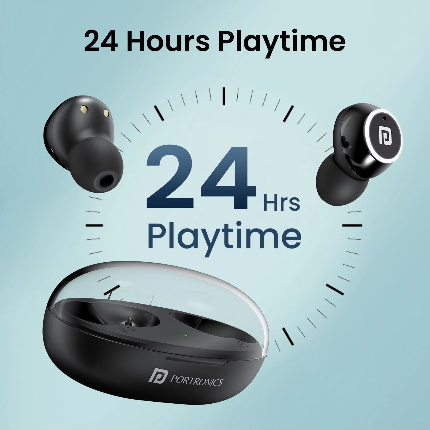 PORTRONICS Harmonics Twins S13 24 Hour Playtime | Touch Control | Low Latency | Type C Fast Charging - Image 2