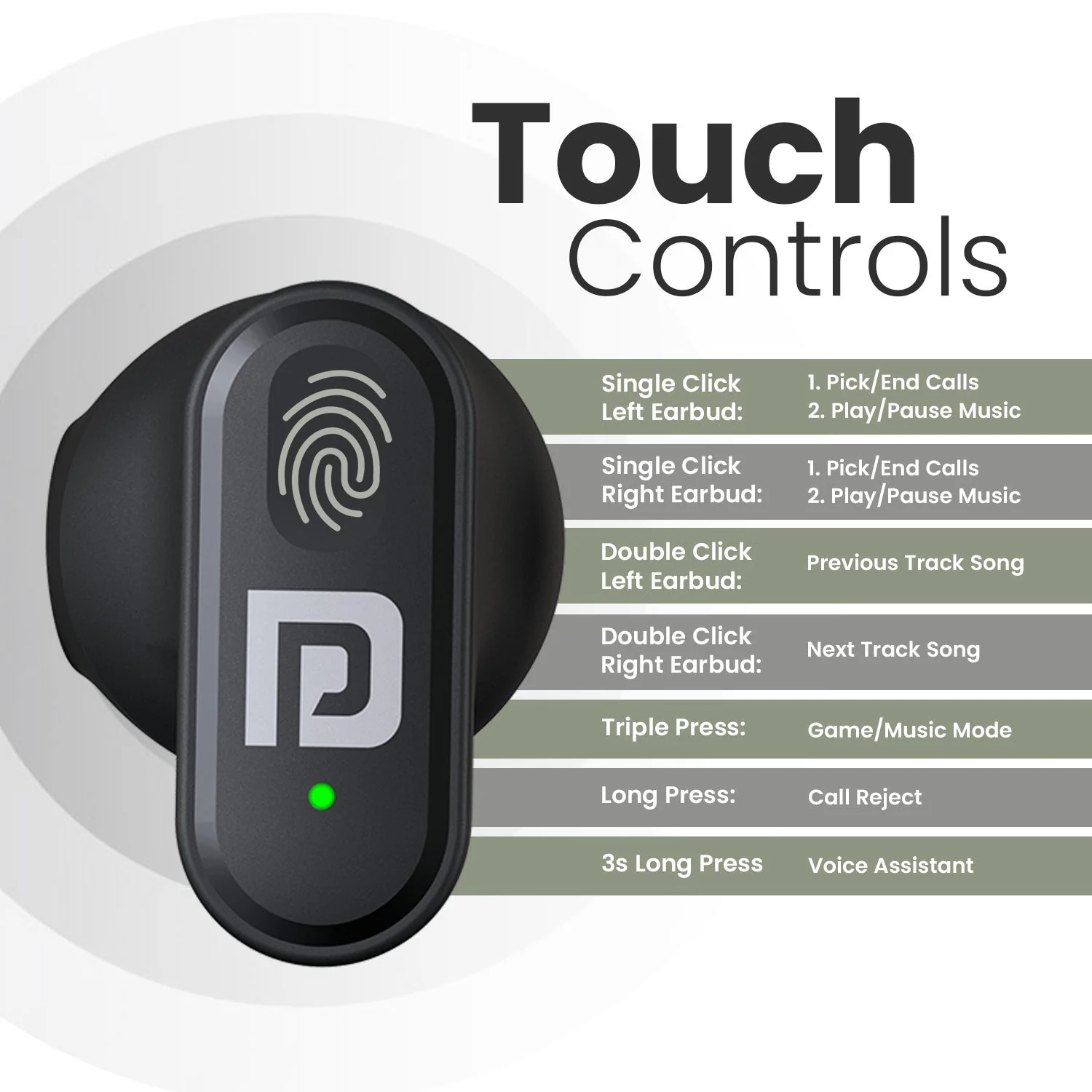 PORTRONICS Harmonics Twins S17 | Ergonomic Light Design | Game/Music Mode |10mm Dynamic Driver | Type C Fast Charging - Image 20