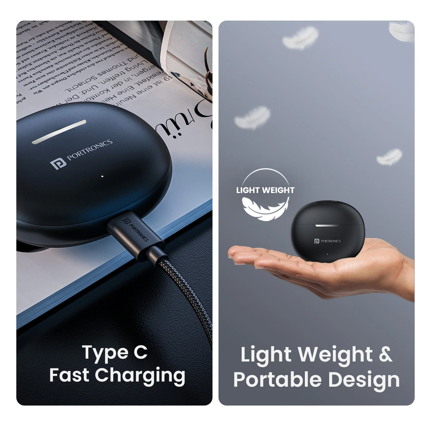 PORTRONICS Harmonics Twins S19 | Unique Earbuds Design | Game/Music Mode | Touch Control | Type C Fast Charging - Image 23