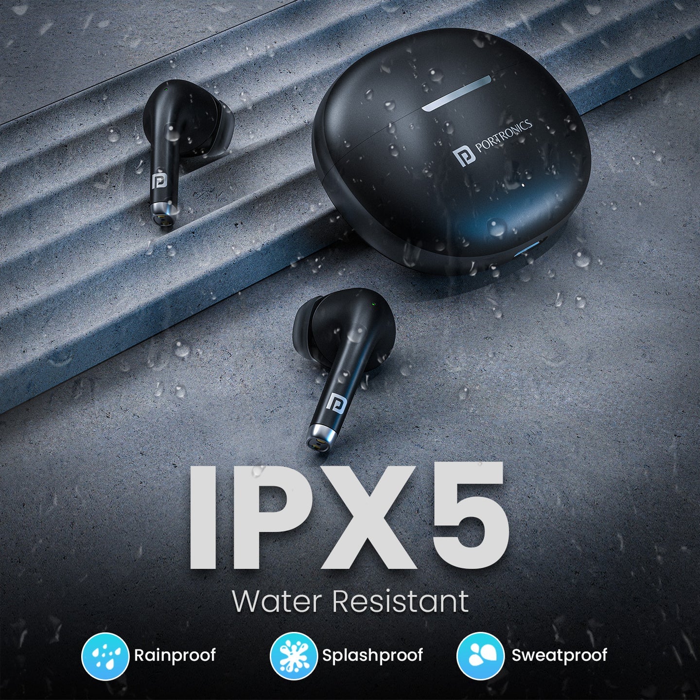 PORTRONICS Harmonics Twins S19 | Unique Earbuds Design | Game/Music Mode | Touch Control | Type C Fast Charging - Image 3