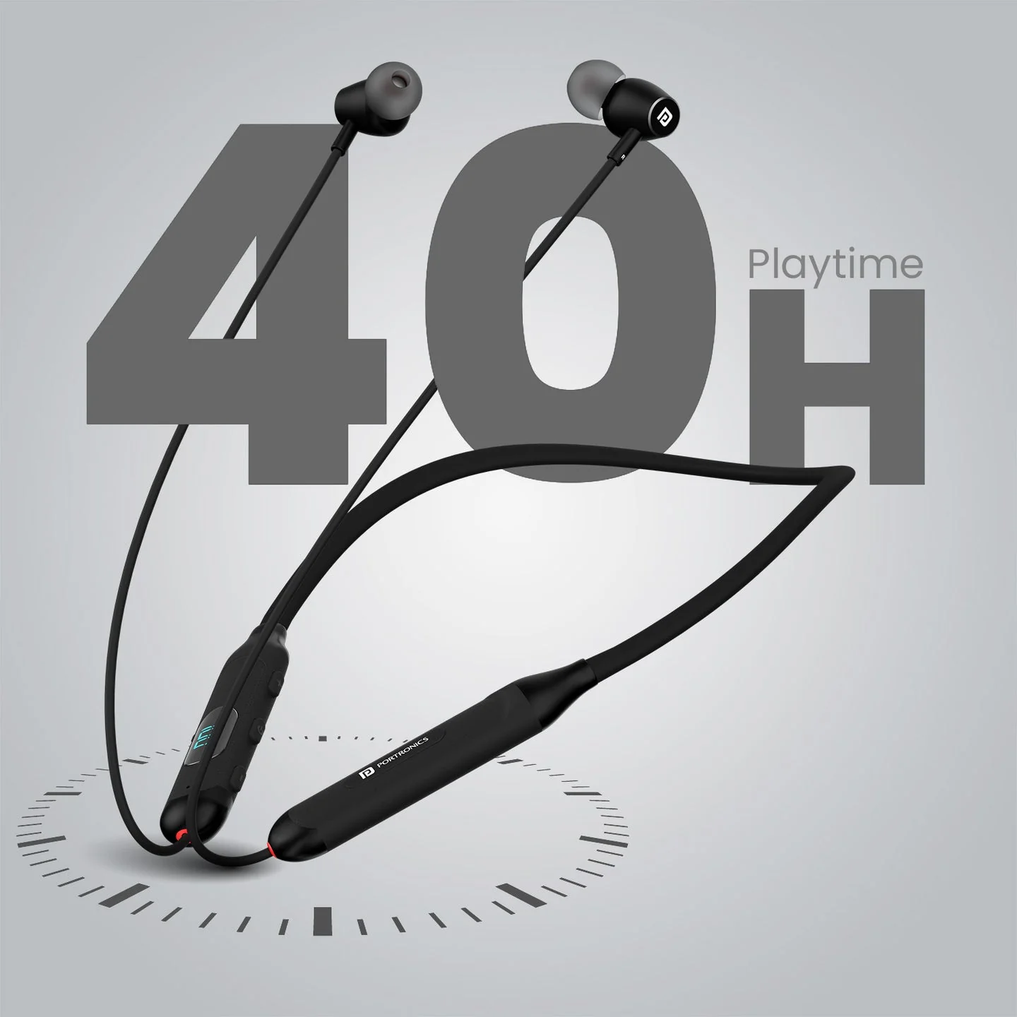 PORTRONICS Harmonics Z8 Wireless Stereo Headset with LED Battery Display | 40 Hour Playtime | Game/Music Mode | Type C Fast Charging - Image 2