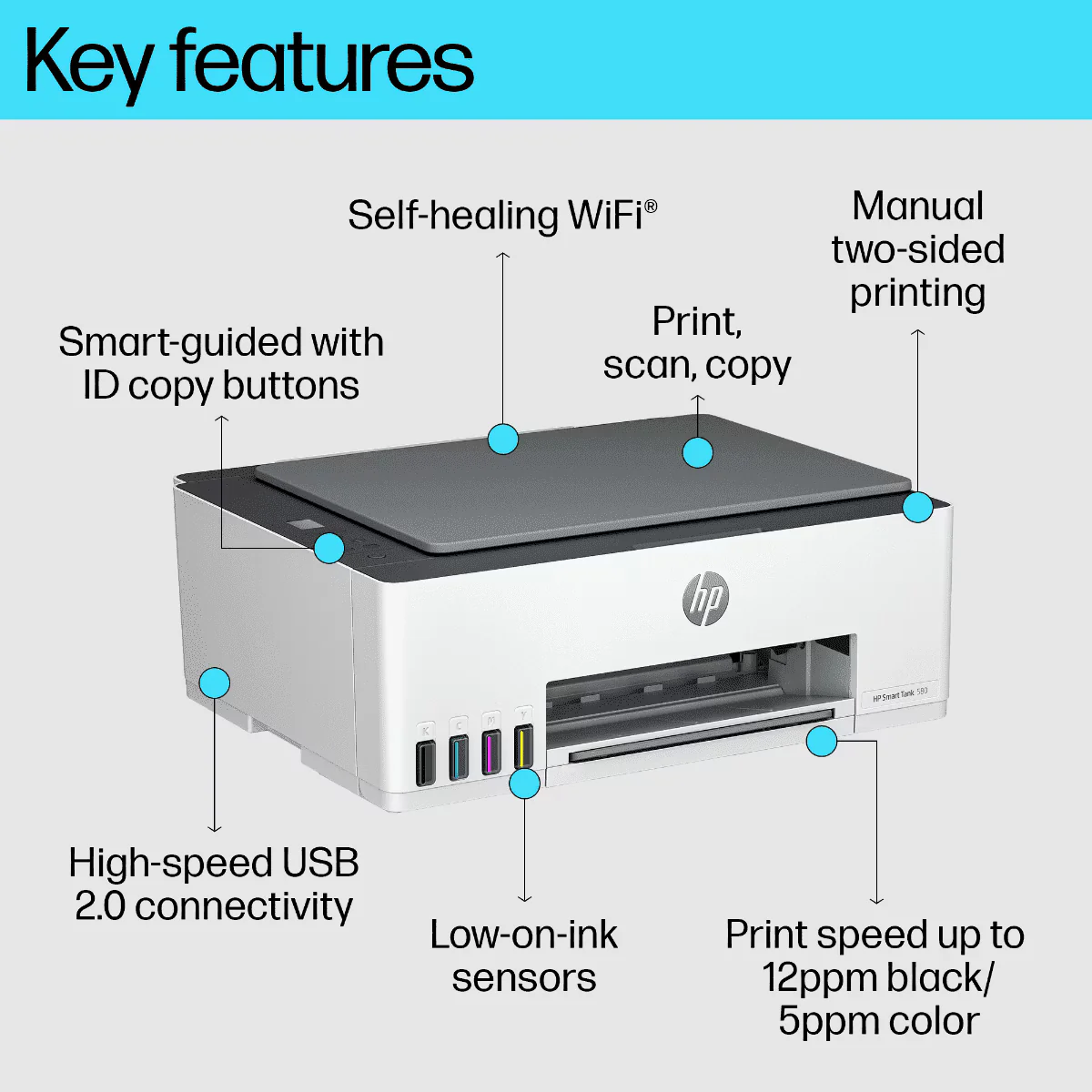 HP 580 Ink Tank PSCWL MFP | Print, Copy and Scan for Home and Office - Image 3