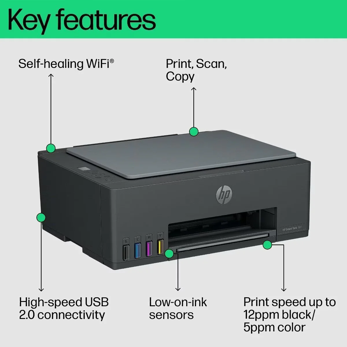 HP 581 Ink Tank PSCWL MFP | Print, Copy and Scan for Home and Office - Image 2