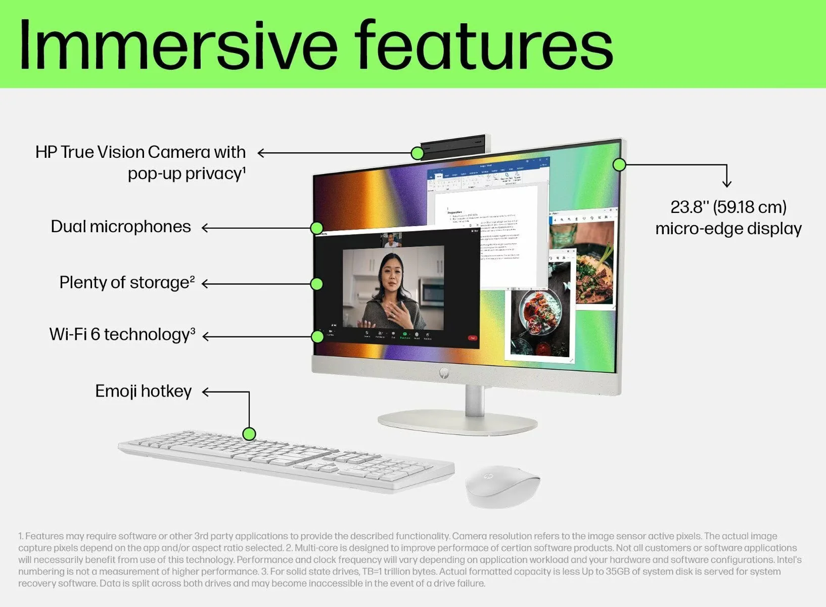 HP All In One PC, Intel Core i5, Intel Integrated Graphics, 8GB, 512 GB SSD, 23.8" FHD, 24-CR0477IN - Image 3