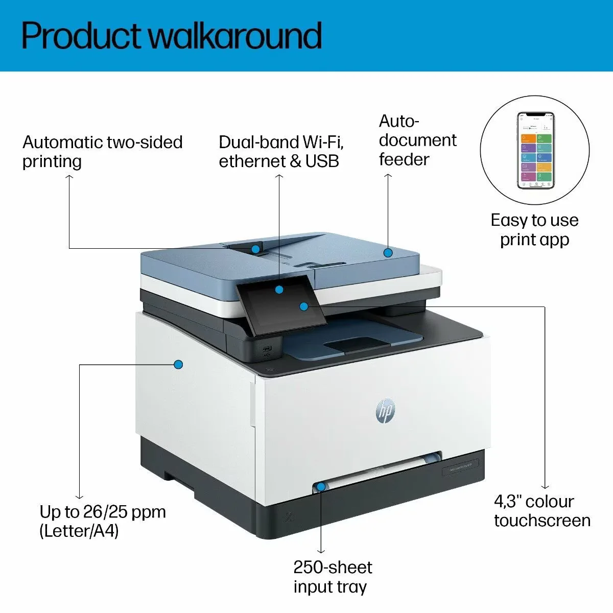 HP LaserJet Pro Colour 3303 SDW MFP ADF Printer | Print, Copy, Scan and Duplex for Home and Office - Image 5