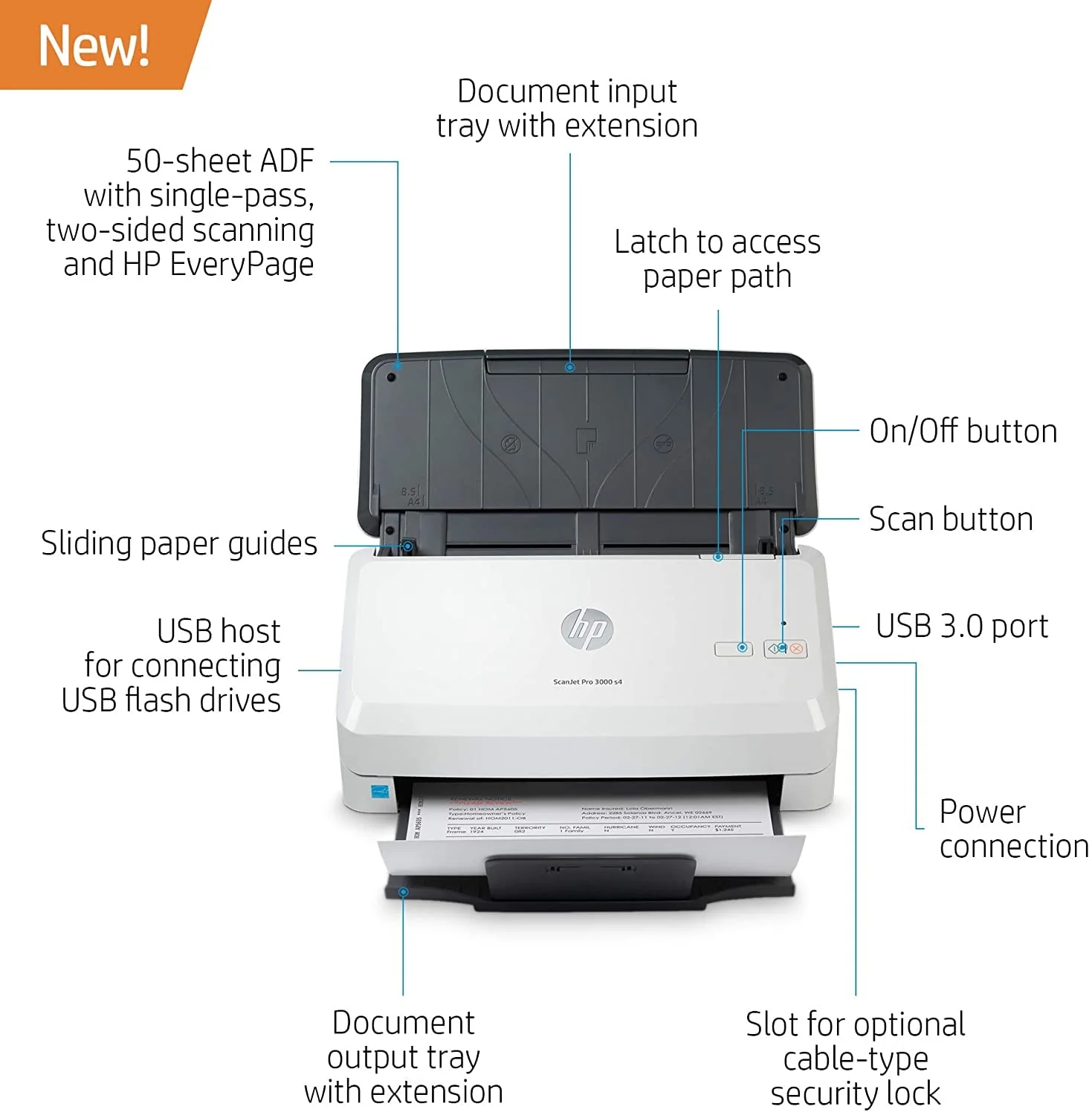 HP ScanJet Pro 3000 S4 Document Scanner | Fast 2-Sided Scanning with ADF for Home and Office - Image 5