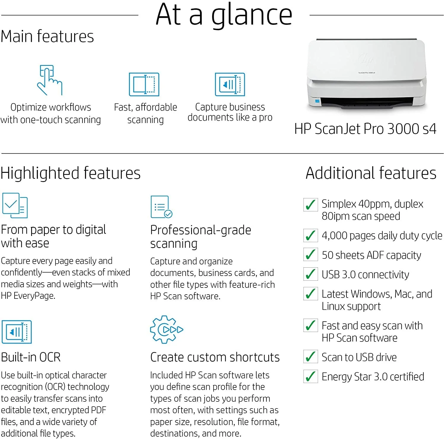 HP ScanJet Pro 3000 S4 Document Scanner | Fast 2-Sided Scanning with ADF for Home and Office - Image 6