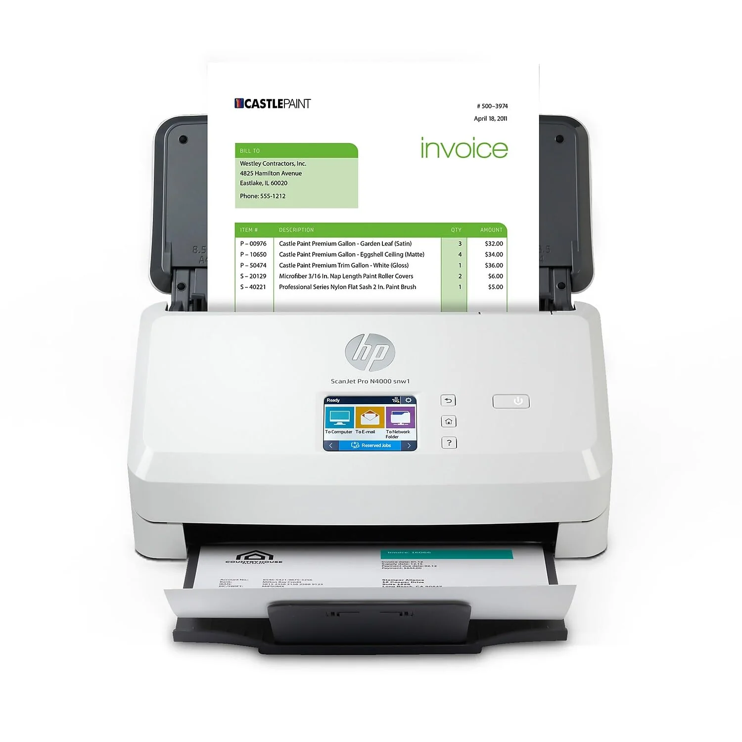 HP ScanJet Pro 4000 SNW Document Scanner | Fast 2-Sided Scanning with Duplex Scanning for Home and Office