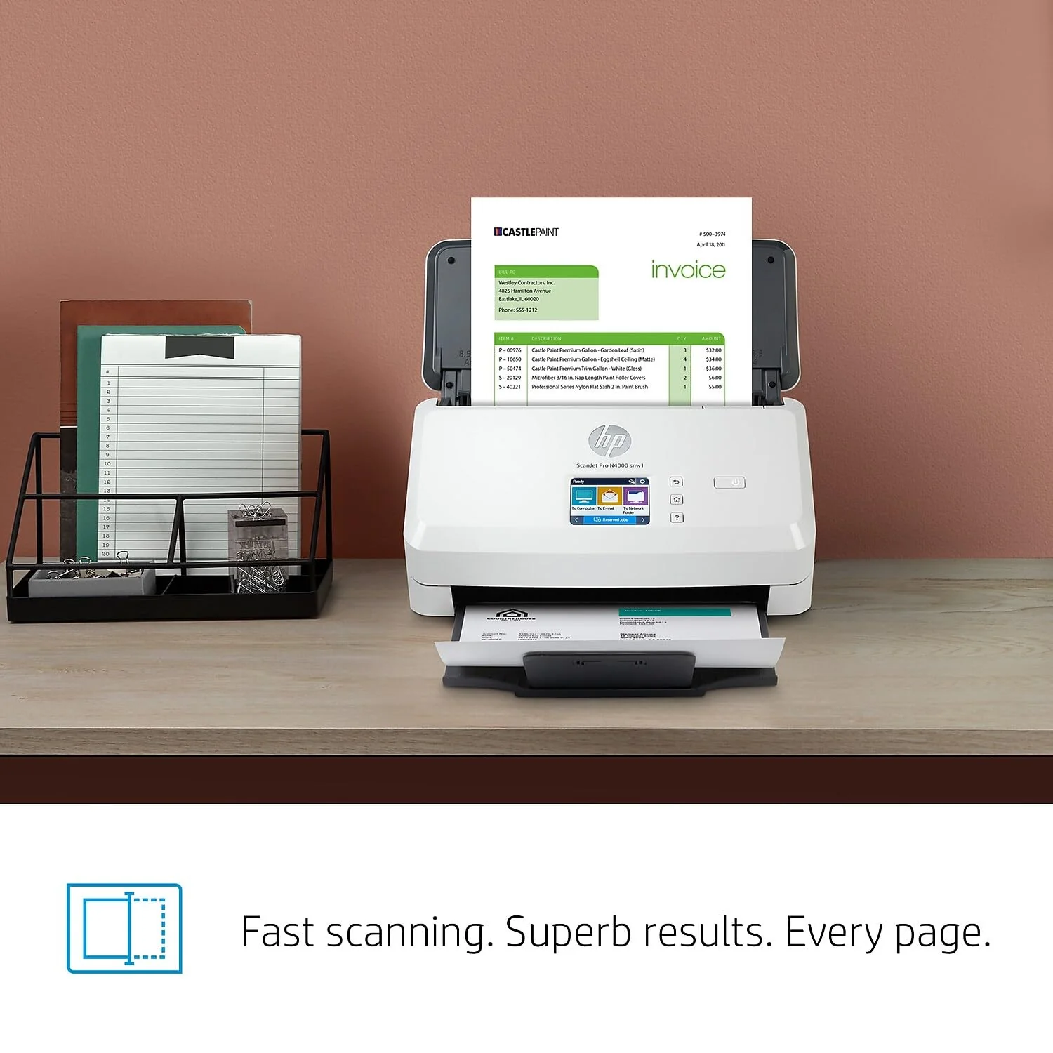 HP ScanJet Pro 4000 SNW Document Scanner | Fast 2-Sided Scanning with Duplex Scanning for Home and Office - Image 3
