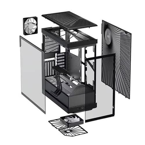 Hyte Y40 Panoramic TG ATX Mid Tower Cabinet Case with PCIE 4.0 Riser (Black) - Image 5
