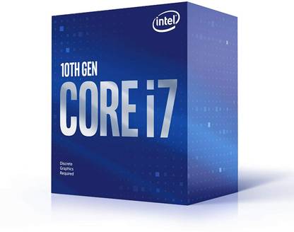 Intel Core i7-10700F 8-Core Desktop Processor, 16 Threads, 2.9GHz Base Frequency, 4.8GHz Turbo Boost, 16MB Cache, No Integrated Graphics, LGA-1200 Socket, 14nm Fabrication, DDR4-2933 Memory Support, 65W TDP