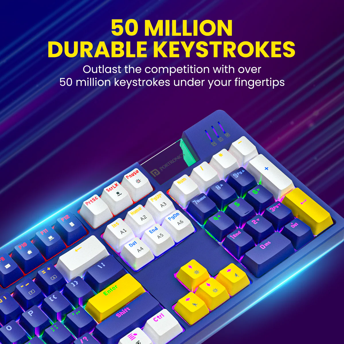 PORTRONICS K2 Keyboard Wired Mechanical Gaming Keyboard | Red Linear Switches | Dynamic Lighting Effects | 5m Long Cable | Anti-Ghosting Keys - Image 28