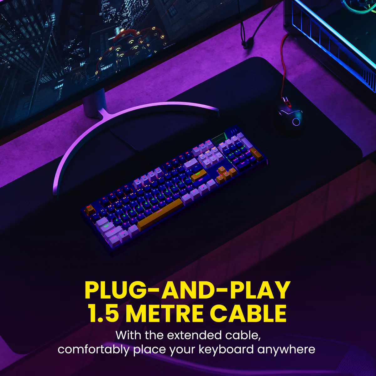 PORTRONICS K2 Keyboard Wired Mechanical Gaming Keyboard | Red Linear Switches | Dynamic Lighting Effects | 5m Long Cable | Anti-Ghosting Keys - Image 5