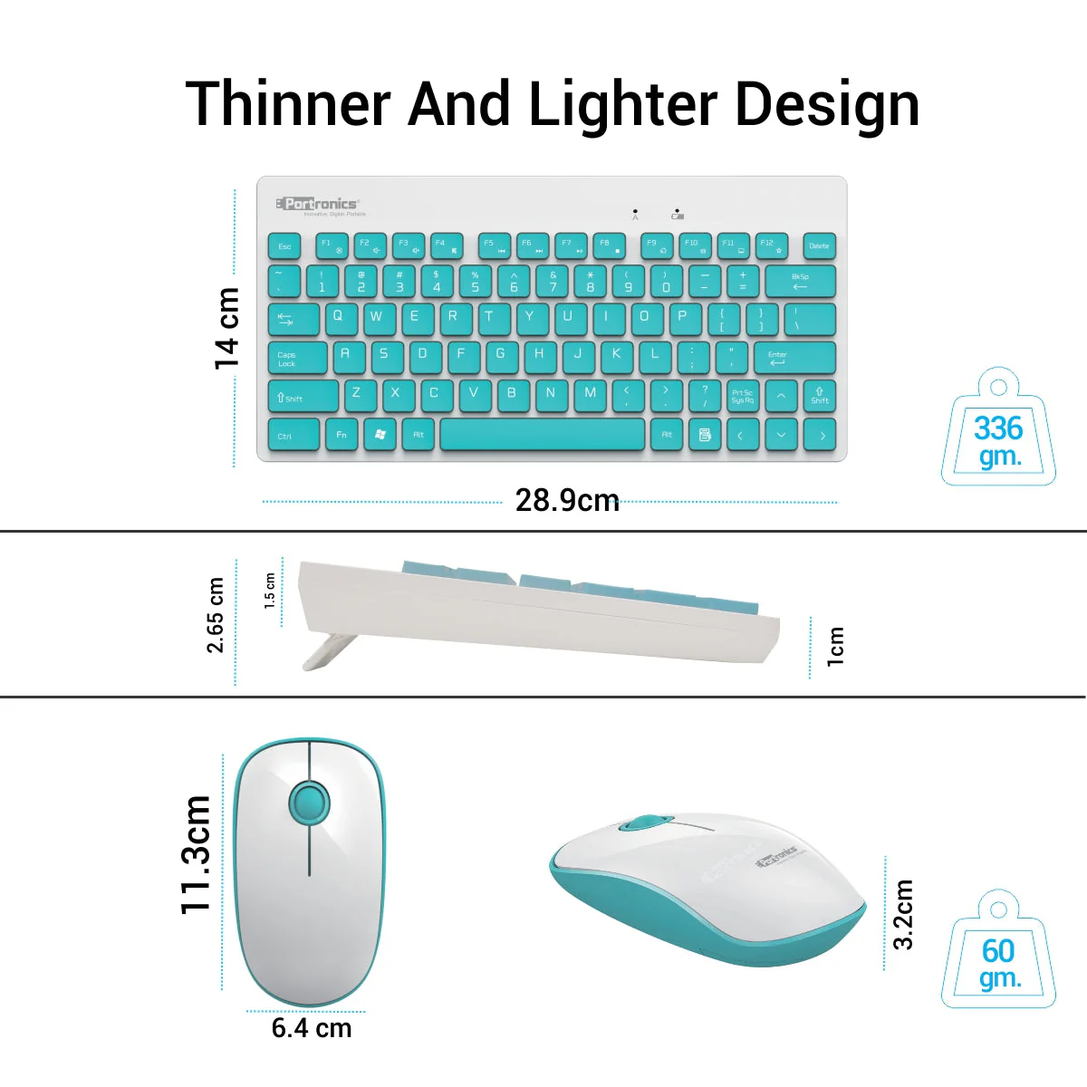 PORTRONICS Key 2 Combo Multimedia Wireless Keyboard & Mouse 2.4 GHz Wireless | Tenkeyless Size | Single USB Receiver | High-Precision Mouse - Image 14