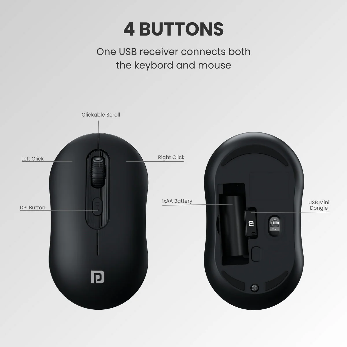 PORTRONICS Key 6 Combo Wireless Keyboard & Mouse | 2.4 GHz Wireless | Adjustable DPI Mouse | Full-Layout Keyboard | Round Keycaps - Image 12