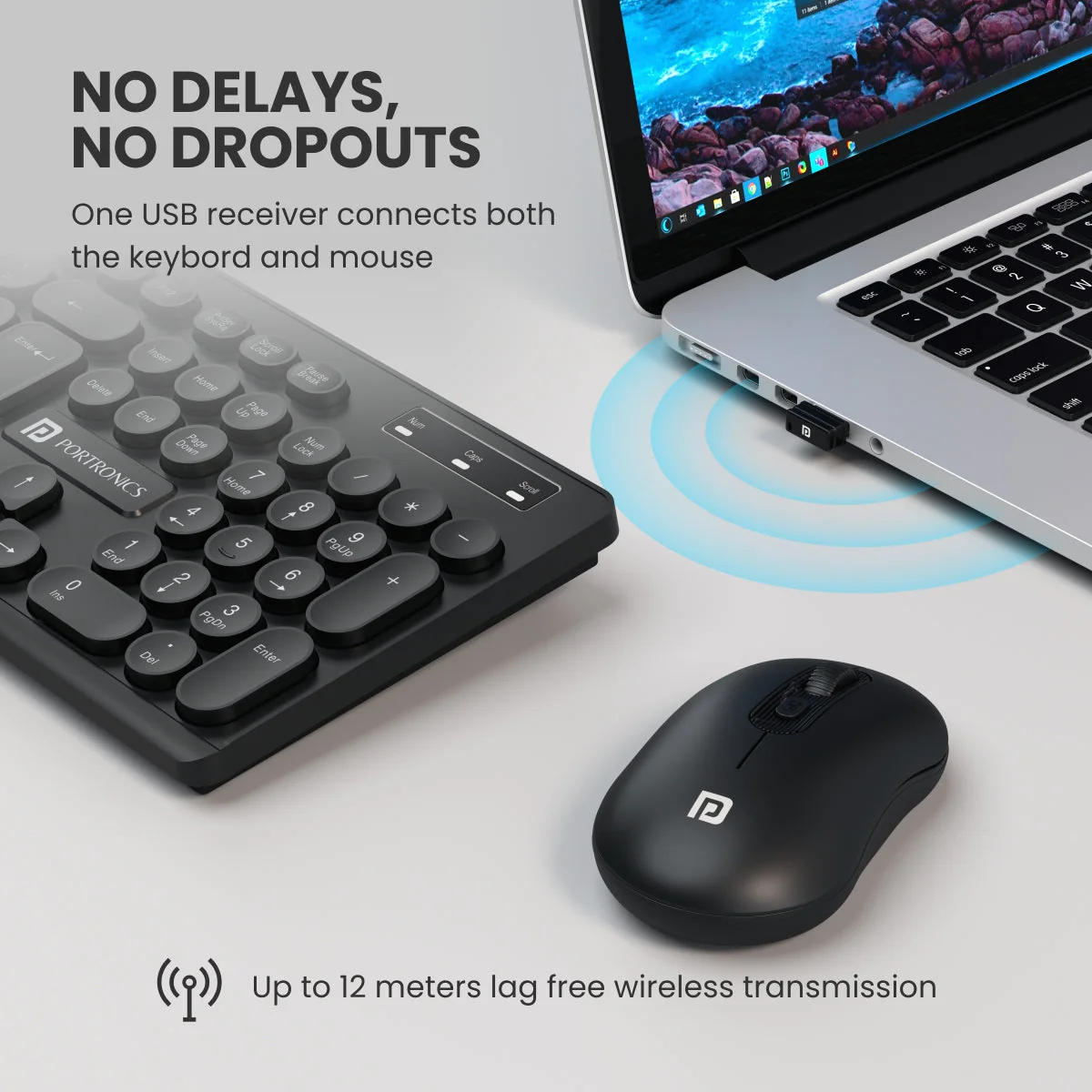 PORTRONICS Key 6 Combo Wireless Keyboard & Mouse | 2.4 GHz Wireless | Adjustable DPI Mouse | Full-Layout Keyboard | Round Keycaps - Image 24