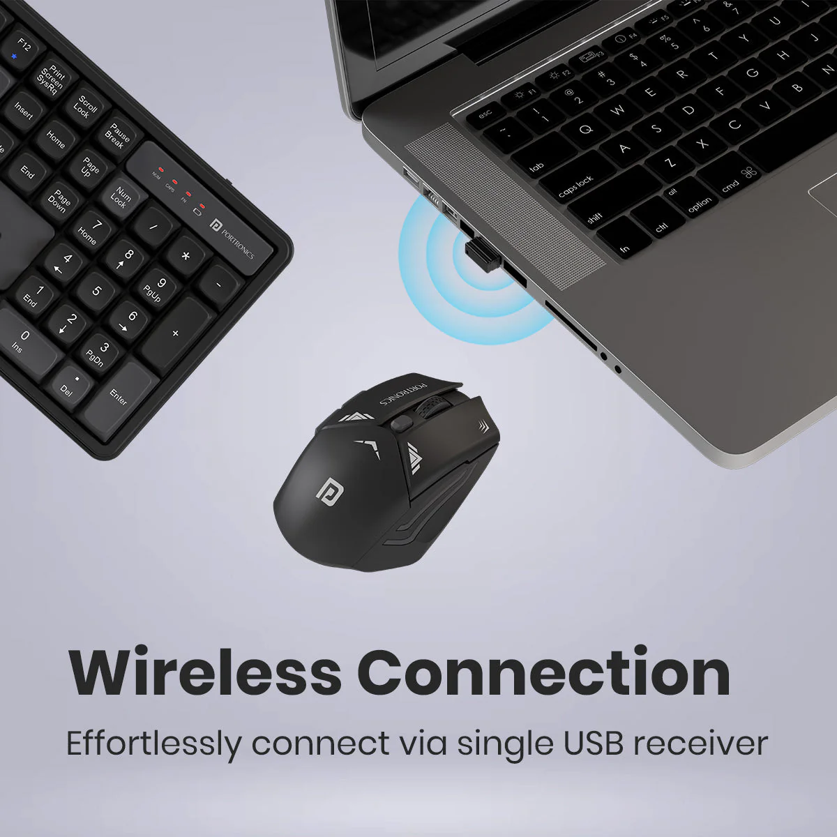 PORTRONICS Key 9 Combo Wireless Keyboard & Mouse Combo | Wireless Receiver | Noise-free Typing | Ergonomic Mouse | Adjustable DPI - Image 2
