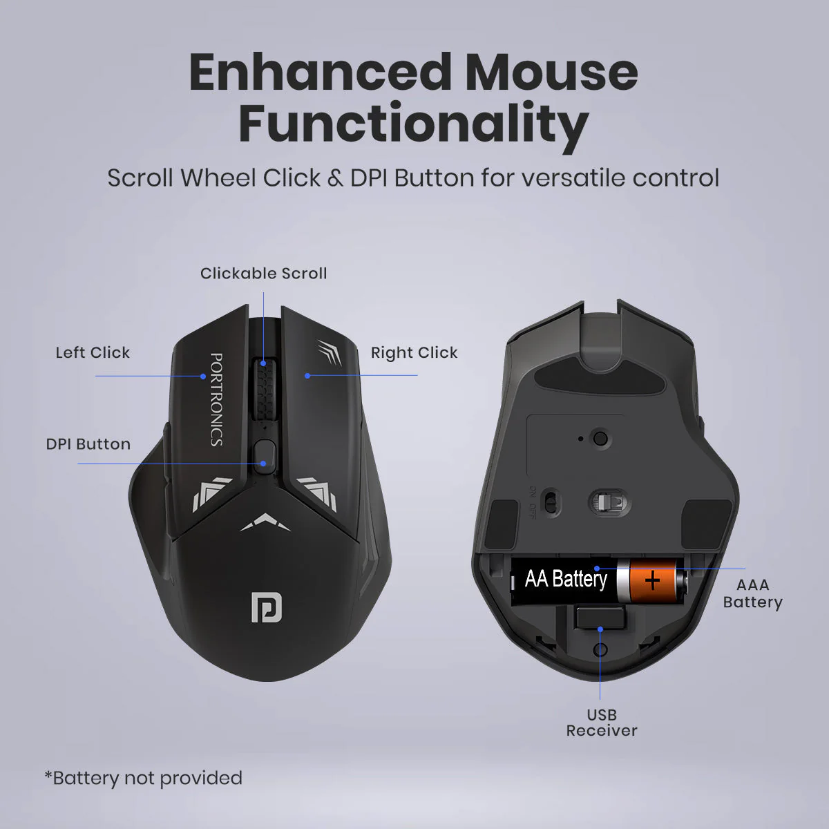 PORTRONICS Key 9 Combo Wireless Keyboard & Mouse Combo | Wireless Receiver | Noise-free Typing | Ergonomic Mouse | Adjustable DPI - Image 6