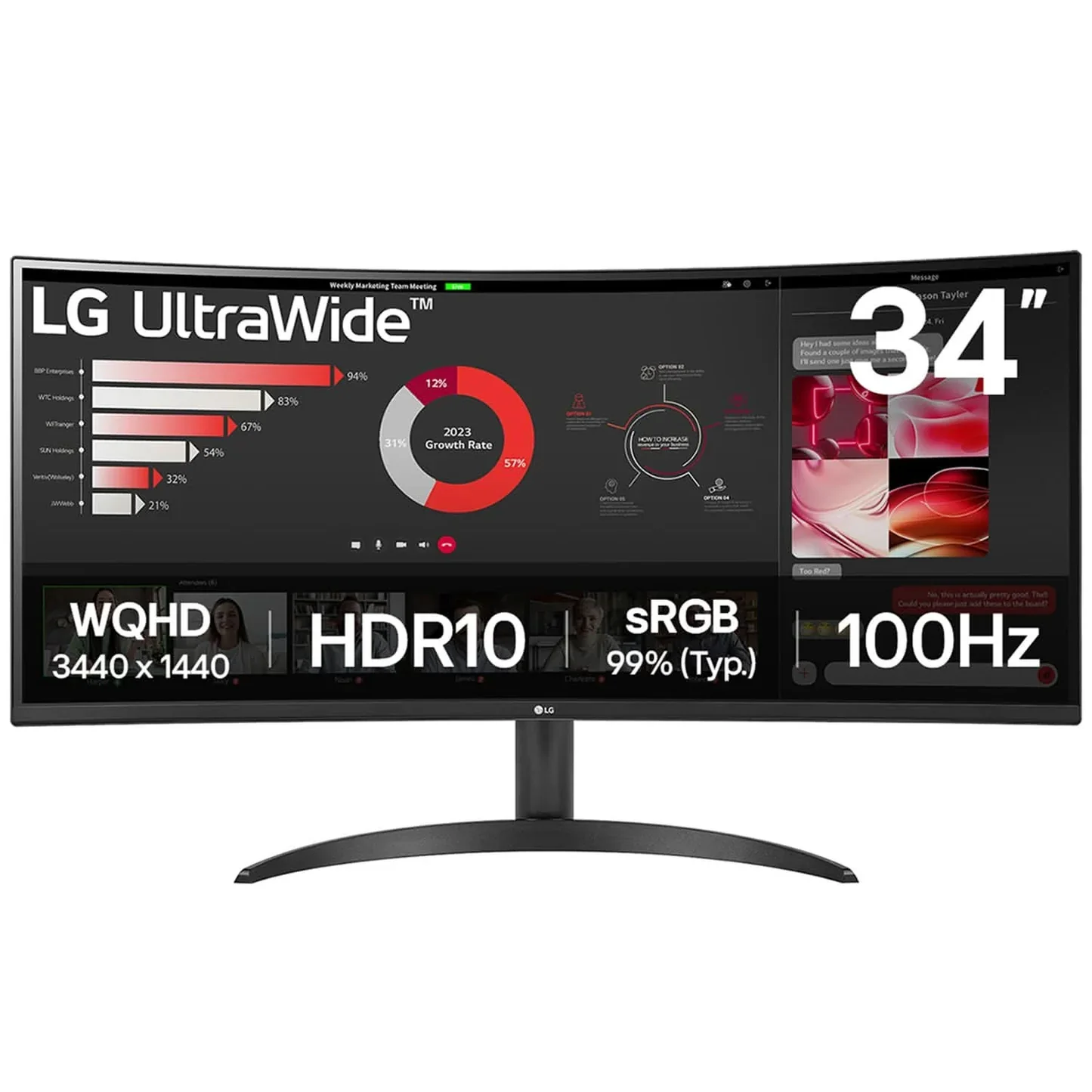 LG UltraWide 34WR50QK 34" WQHD VA/HDR10/100HZ/Black Curved Gaming Monitor