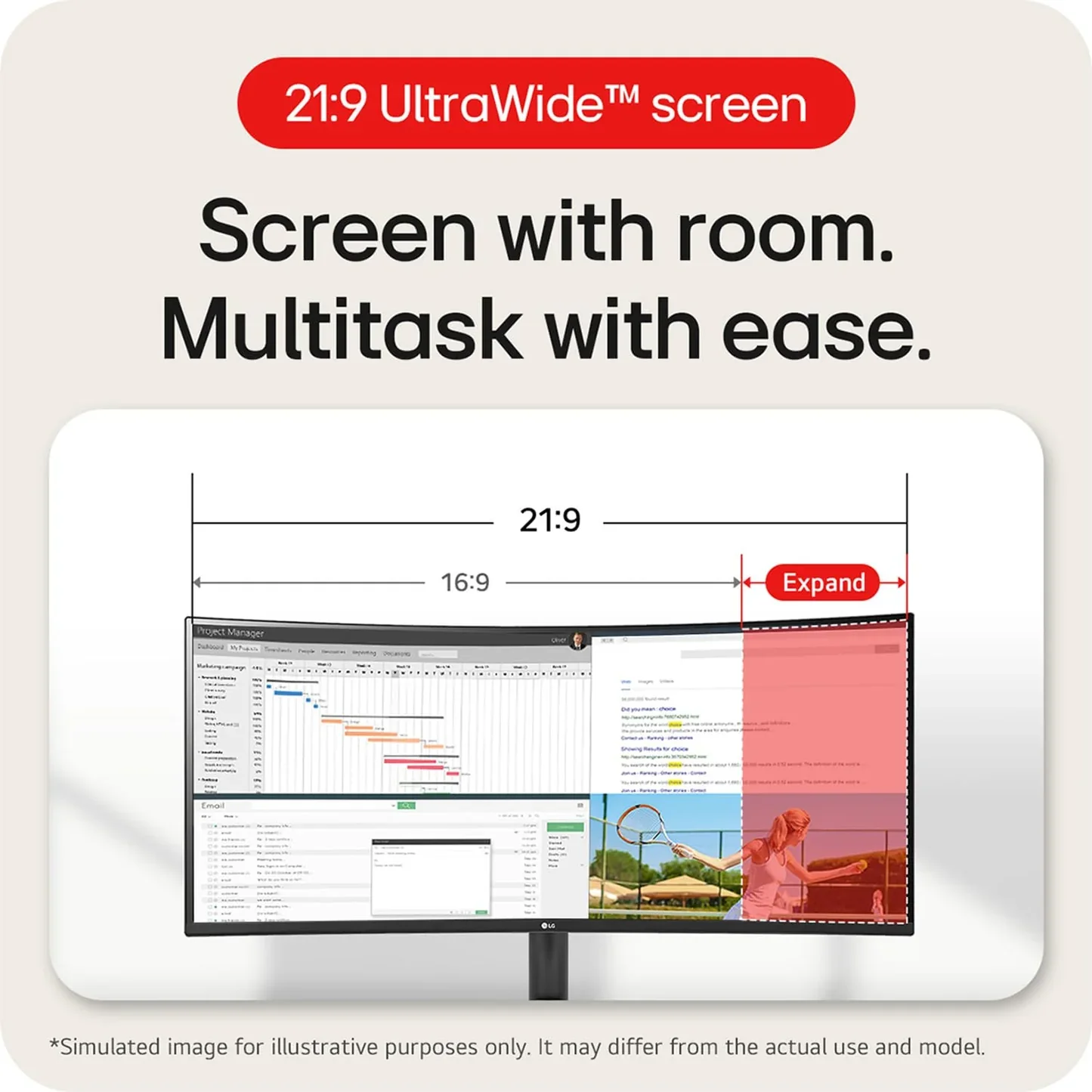 LG UltraWide 34WR50QK 34" WQHD VA/HDR10/100HZ/Black Curved Gaming Monitor - Image 2