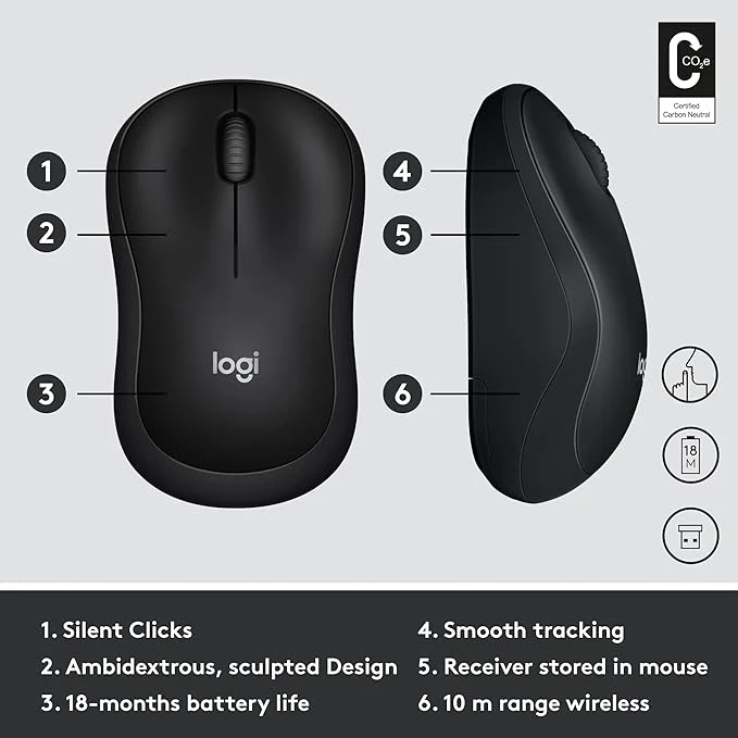 Logitech M220 Silent Black Wireless Mouse - Image 6
