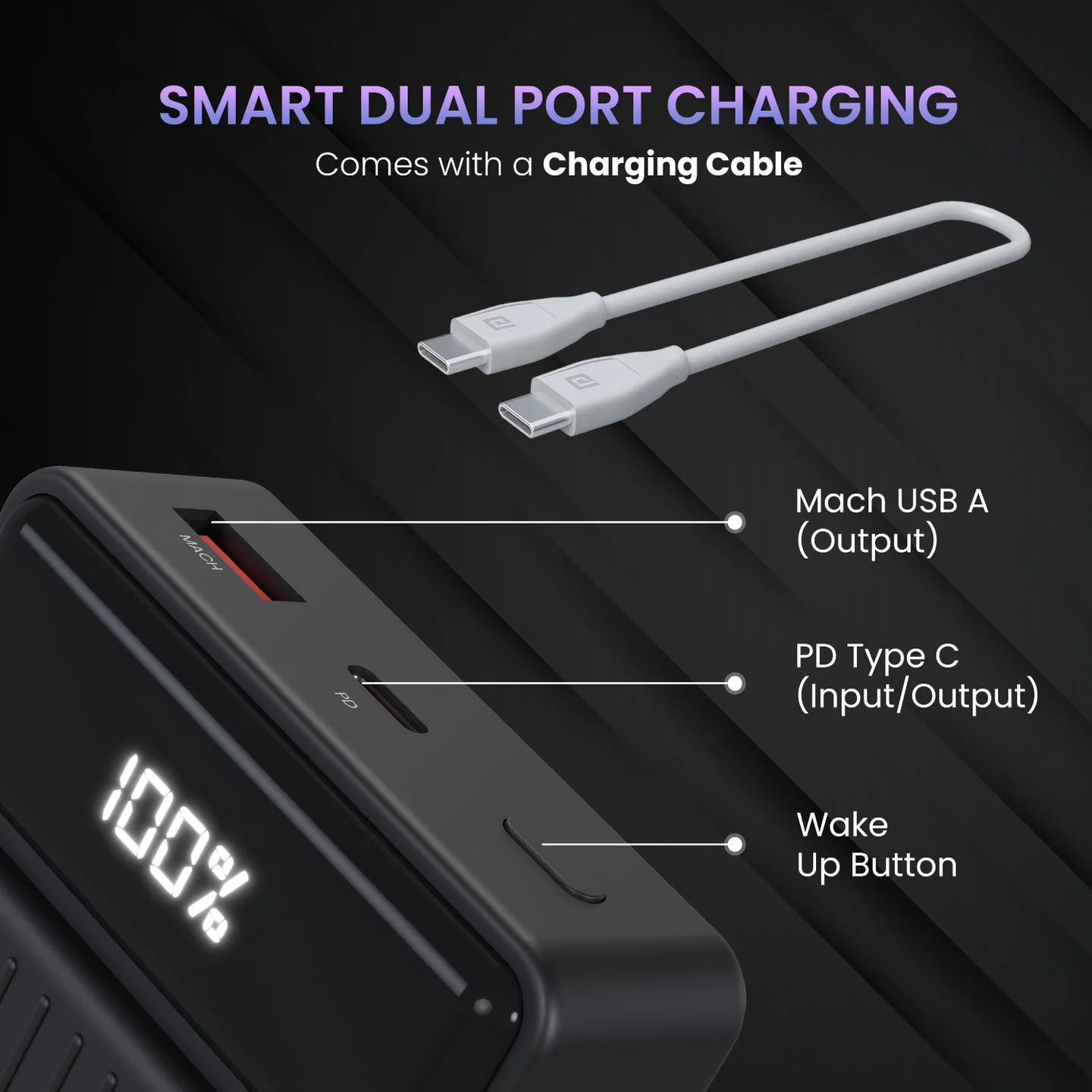PORTRONICS Luxcell B 20 K Powerbank 22.5 Watt High-Speed Charging | LED Battery Indicator | Type C port - Image 21