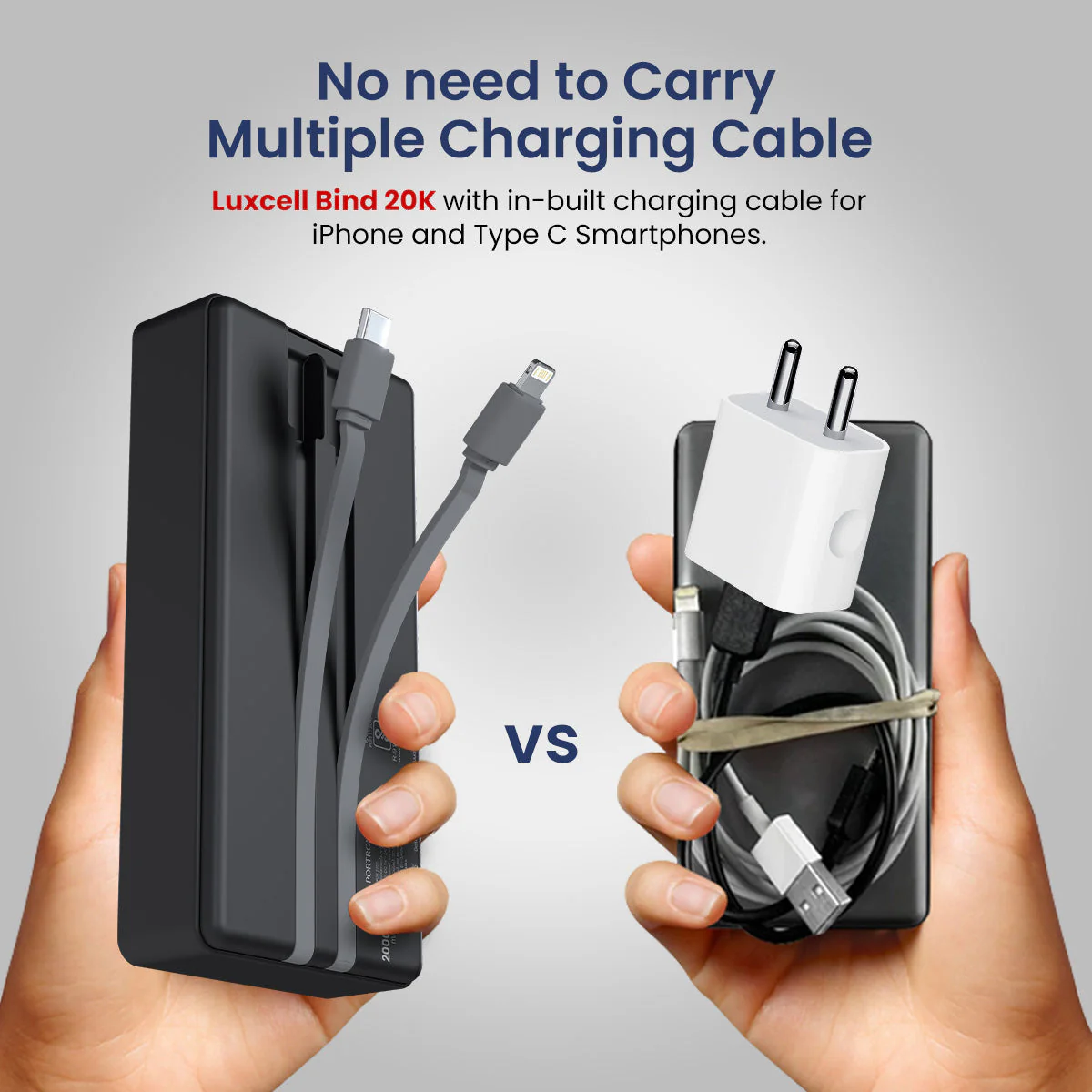 PORTRONICS Luxcell Bind 20K Powerbank | LED Indicator |In Built Charging Cable |Dual Output |Wake Up Button - Image 12