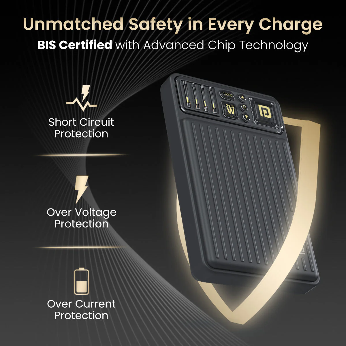 PORTRONICS Luxcell Bind Mini 10K Powerbank | In Built Type C & 8 Pin Cable |22.5W Fast Charging |Compact & Light Weight |Triple Output - Image 5