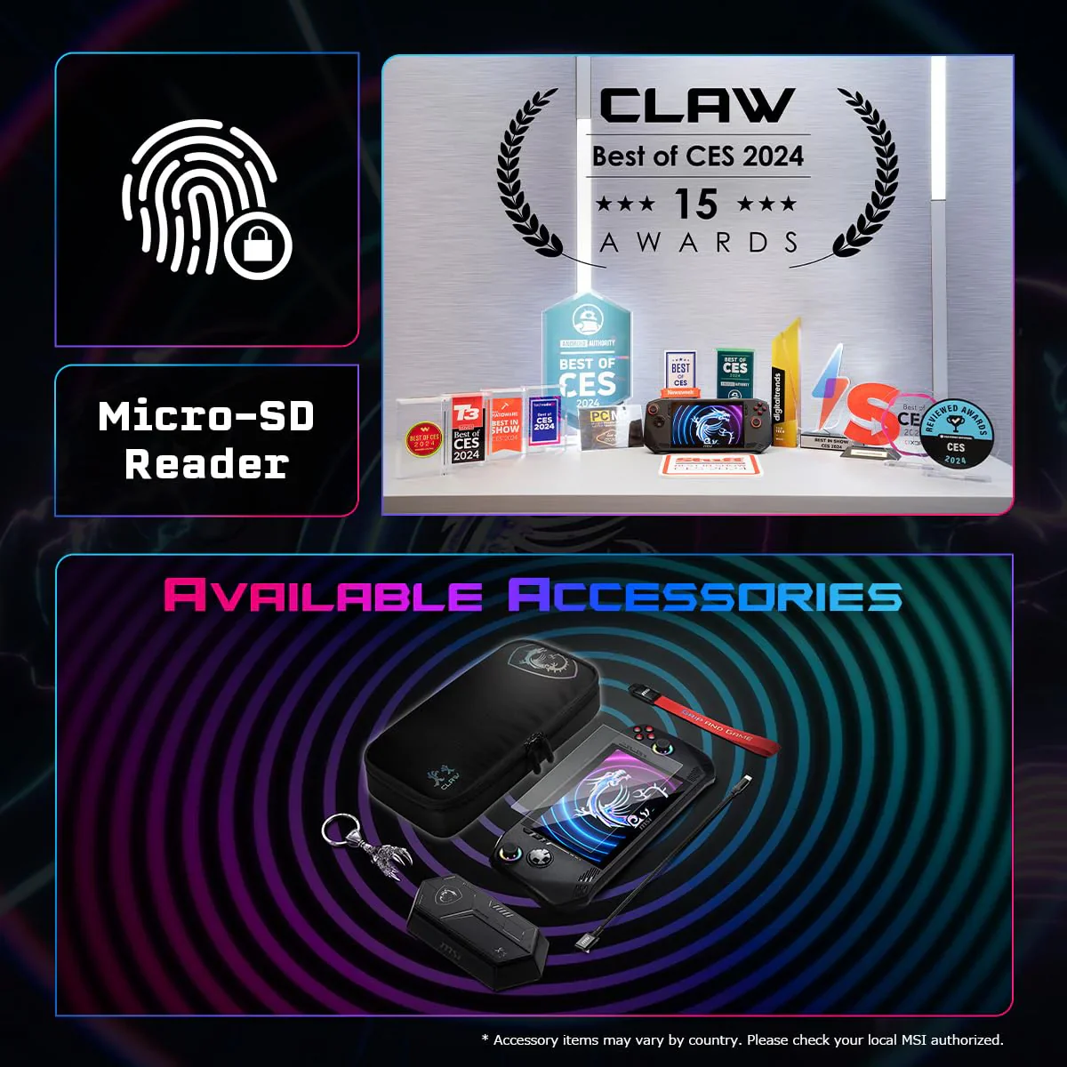 MSI Claw A1M Gaming Device Intel Core Ultra 7 155H Processor, Intel Arc Graphics, 16GB, 1TB SSD, 7" FHD, A 1M-217IN - Image 3