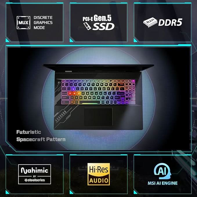 MSI Crosshair 16 HX Gaming Laptop Intel Core i7-14650HX Processor, NVIDIA GeForce RTX 4060, 8x2GB, 1TB SSD, 16" QHD+, 16 HX D14VFKG-452IN - Image 2