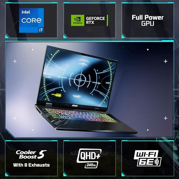 MSI Crosshair 16 HX Gaming Laptop Intel Core i7-14650HX Processor, NVIDIA GeForce RTX 4060, 8x2GB, 1TB SSD, 16" QHD+, 16 HX D14VFKG-452IN - Image 3