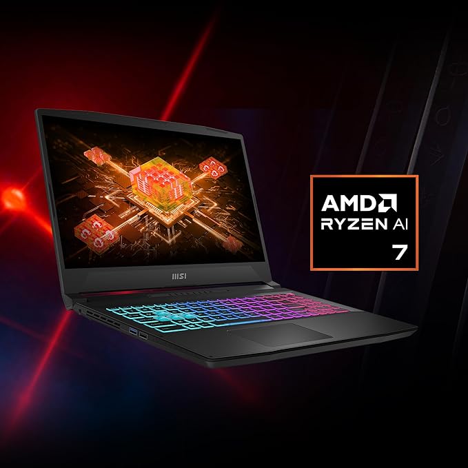 MSI Katana A15 AI Gaming Laptop AMD Ryzen 7 8845Hs processor, RTX 4050-6GB, 16GB, 512GB SSD, 15.6" FHD, B8VE-418IN - Image 2