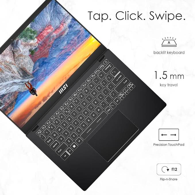 MSI Modern 14 Gaming Laptop Raptor Lake i5-1335U processor, Iris Xe Graphics, 8GB, 512GB SSD, 14" FHD, 14 C13M-437IN - Image 3
