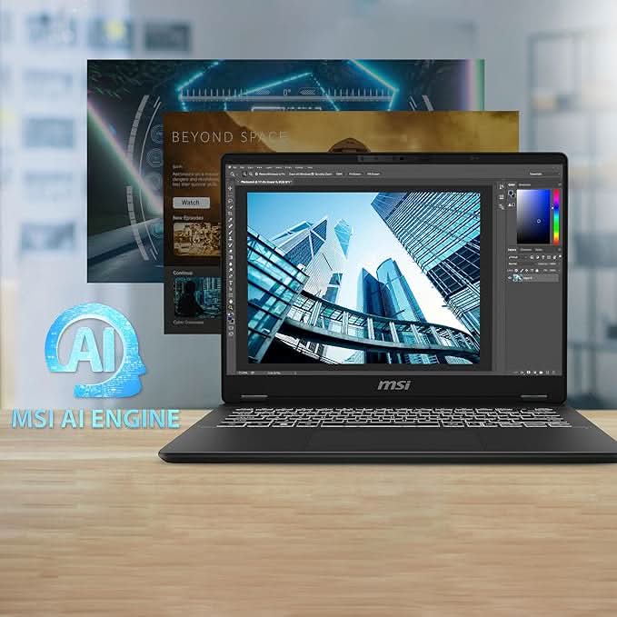 MSI Prestige 14 AI Gaming Laptop Intel Core Ultra 7 155H processor, Intel Arc Graphics, 8x2GB, 1TB SSD, 14" FHD+, 14 AI Evo C1MG-043IN - Image 3