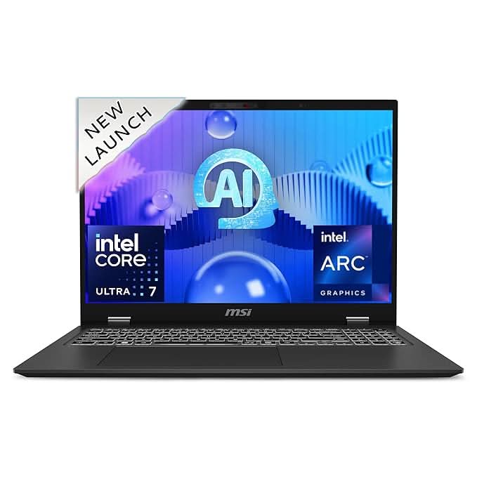 MSI Prestige 16 AI EVO Gaming Laptop Intel Core Ultra 7-155H Processor, Intel Arc Graphics, 16GB, 1TB SSD, 16" QHD+, 16 AI Evo B1MG-033IN