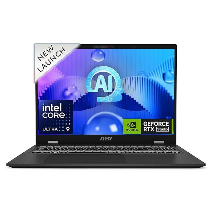MSI Prestige 16 AI Studio Gaming Laptop Intel Core Ultra 9 185H Processor, RTX 4050, 32GB, 1TB SSD, 16" UHD+, 16 AI Studio B1VFG-069IN