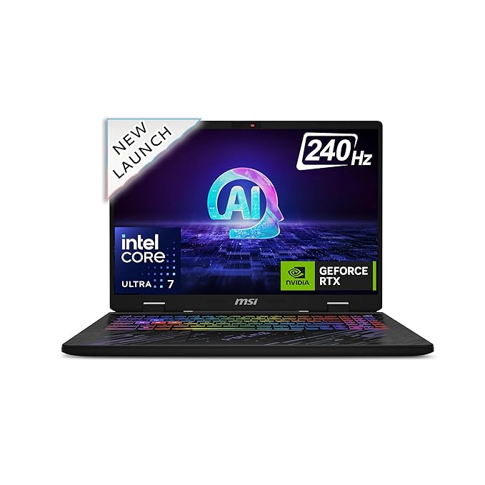 MSI Pulse 16 AI Gaming Laptop Intel Core Ultra 7 processor, RTX 4060-8GB, 16GB, 1TB SSD, 16.1" QHD+ 240Hz, C1VFKG-030IN